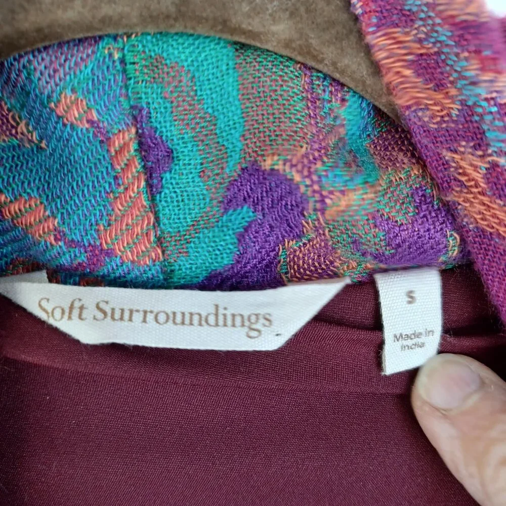 Soft Surroundings Jacket Pink Paisley Patchwork Boho Embroidered Womens Small‎